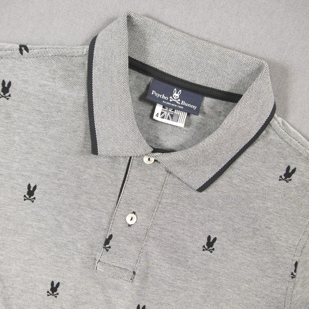 Psycho Bunny Golf Polo All Over Embroidered Logo Pima Cotton Men 4 Small